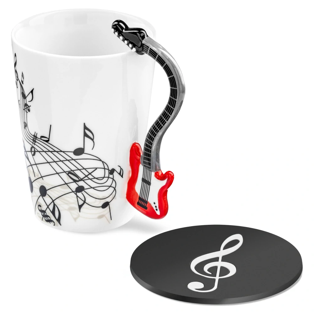 Music hrnek červená kytara + podtácek